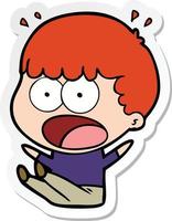 sticker of a cartoon shocked man vector