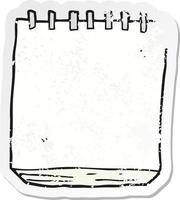 retro distressed sticker of a cartoon note pad vector