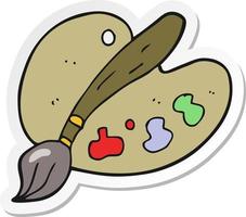 sticker of a cartoon artist palette vector