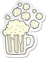 sticker of a cartoon foamy beer vector