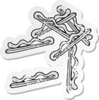 retro distressed sticker of a cartoon hair clips vector