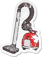 retro distressed sticker of a cartoon vacuum cleaner vector