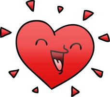 quirky gradient shaded cartoon happy heart vector