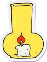 sticker of a cartoon old glass lamp and candle vector