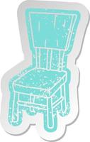 distressed old sticker of a wooden chair vector