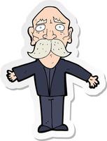 sticker of a cartoon disapointed old man vector