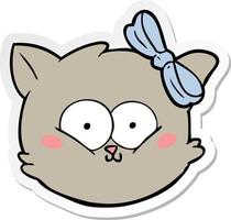 sticker of a cute cartoon kitten face vector