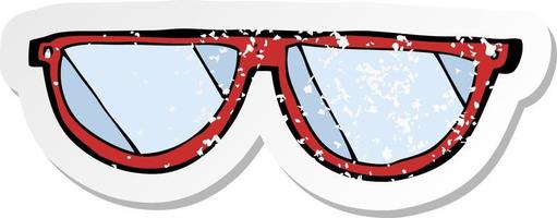 retro distressed sticker of a cartoon glasses vector
