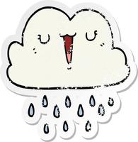 distressed sticker of a cartoon storm cloud vector