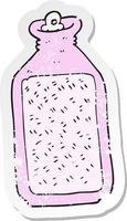 retro distressed sticker of a cartoon hot water bottle vector
