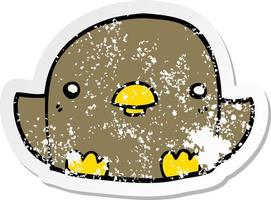 distressed sticker of a cartoon chick vector