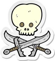 sticker of a skull and swords symbol vector