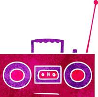 retro cartoon doodle of a retro cassette player vector