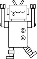 line drawing cartoon robot vector