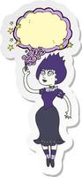 sticker of a cartoon vampire girl vector