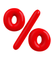 por cento do símbolo 3d vermelho png