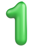 3d number 1 green png