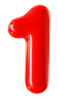 3d number 1 red png