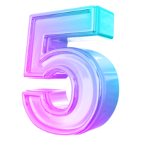 numéro 5 dégradé 3d png