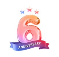 6 anni anniversario numero png