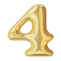 3d gold number 4 png