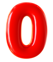 3d numero 0 rosso png