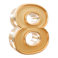 Nummer 8 3d golden png