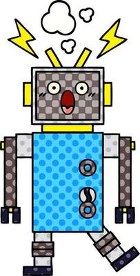 comic book style cartoon malfunctioning robot