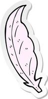 sticker of a cartoon feather vector