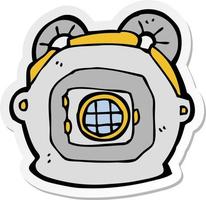 sticker of a cartoon old deep sea diver helmet vector