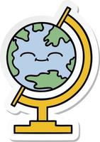 sticker of a cute cartoon globe of the world vector