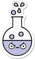 sticker of a cute cartoon test tube vector