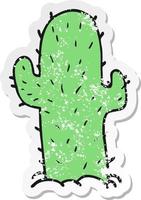 pegatina retro angustiada de un cactus de dibujos animados vector