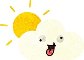 retro illustration style cartoon sun and cloud vector