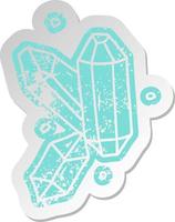 distressed old sticker of crystal gems vector