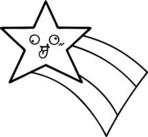 line drawing cartoon shooting rainbow star vector