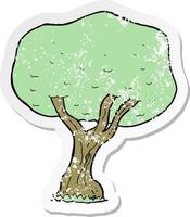 retro distressed sticker of a cartoon tree vector