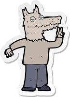 sticker of a cartoon happy wolf man vector