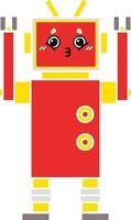 flat color retro cartoon robot vector