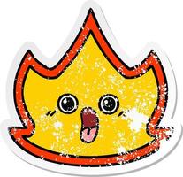 distressed sticker of a cute cartoon fire vector