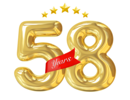 58 anos de aniversário dourado png