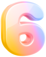 numéro 6 dégradé 3d png