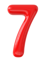 number 7 3d red png