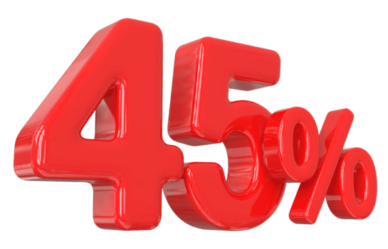 promoção número 45 por cento 3d png