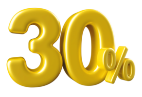 numéro de promotion 30 pour cent 3d png