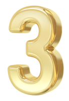 3d gold number 3 png