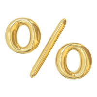 pourcentage de symbole d'or 3d png