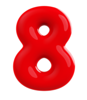 3d red number 8 png