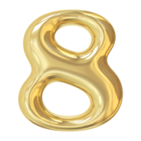 3d gold number 8 png