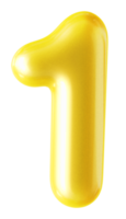 3d aantal 1 gouden png